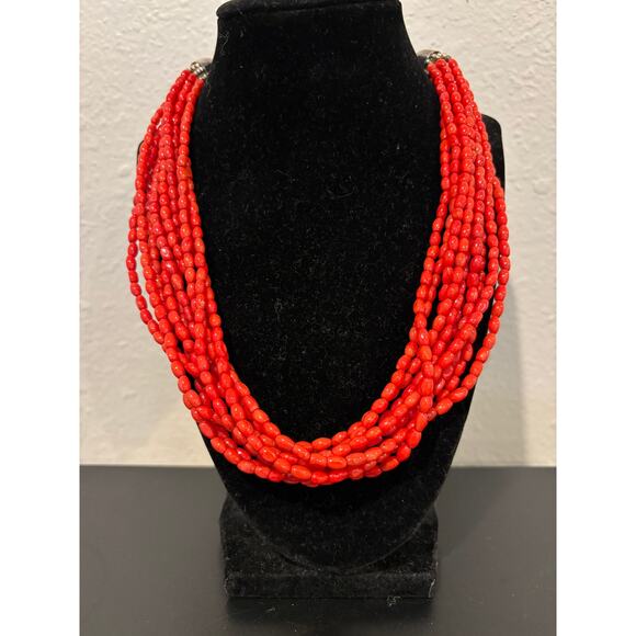 Jay King DTR Sterling Silver 10-Strand Red Coral Bead Necklace - Picture 1 of 5
